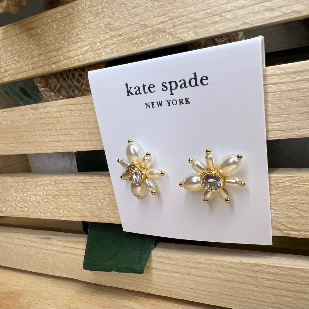 Kate Spade Faux Pearl Flower Stud Earrings - Picture 3 of 5